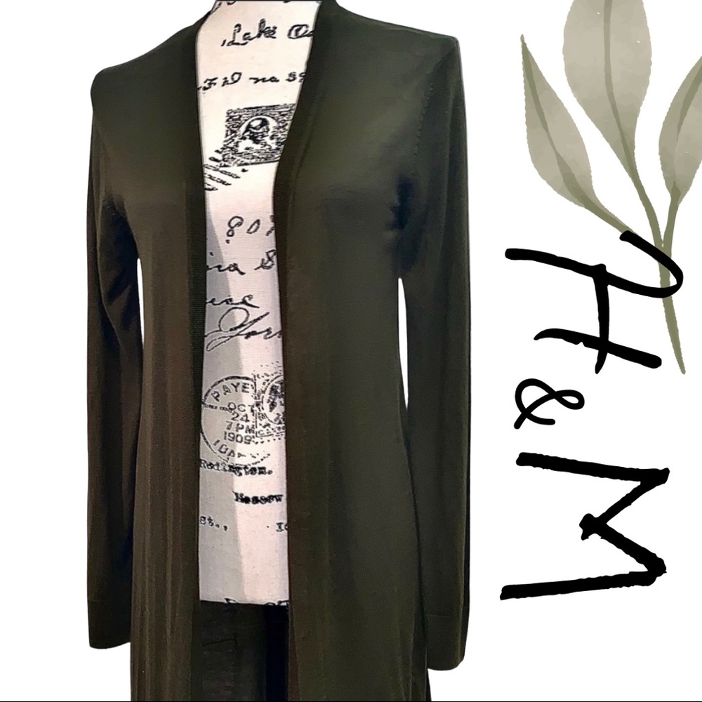 H&M Forest Green Long Duster sz XS